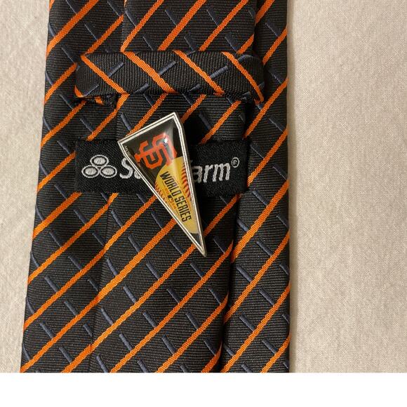 San Francisco Giants Men's Neck Tie Logo Baseball Orange Black State Farm - Picture 3 of 4